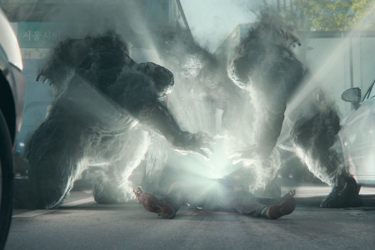 Monsters i Netflix Hellbound utför en ritual i de inledande scenerna av showen
