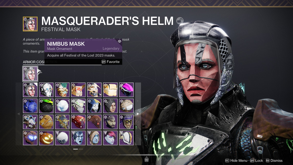 En bild som visar en Guardian som bär Nimbus-masken i Destiny 2