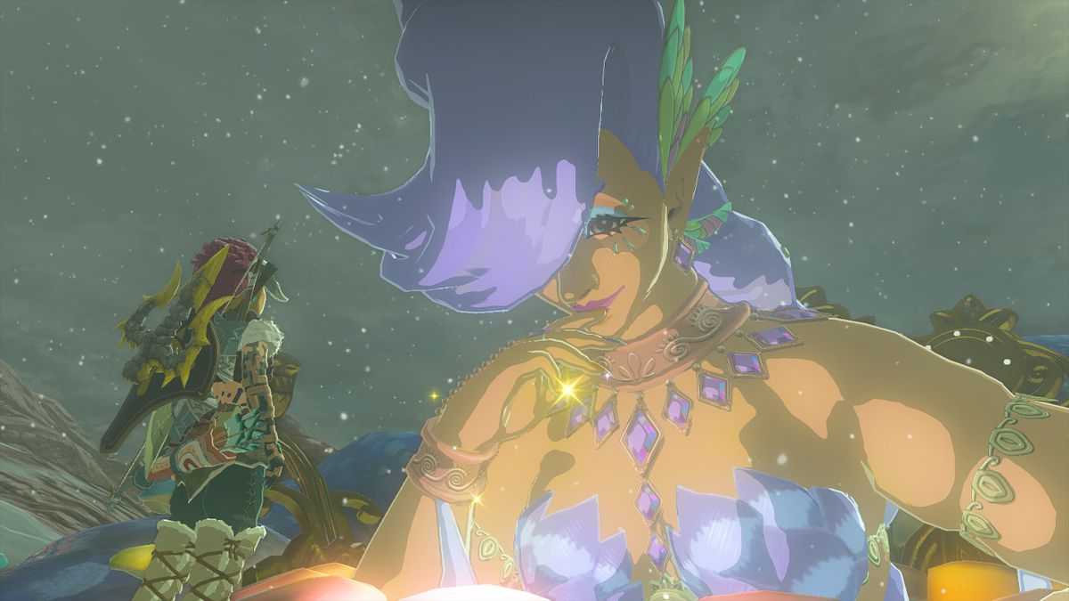 Link står framför en stor älva i Zelda: Tears of the Kingdom
