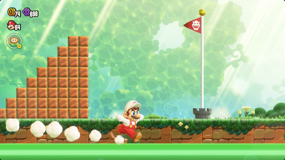 Super Mario Bros. Wonder Piranha Plants on Parade screenshot showing the location of a Wonder Seed.