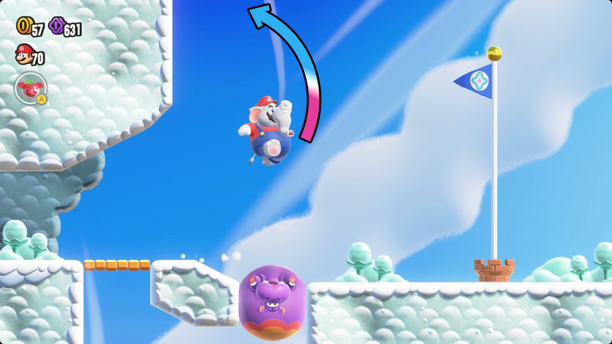 Super Mario Bros. Wonder Cosmic Hoppos screenshot showing the route to a Wonder Seed.