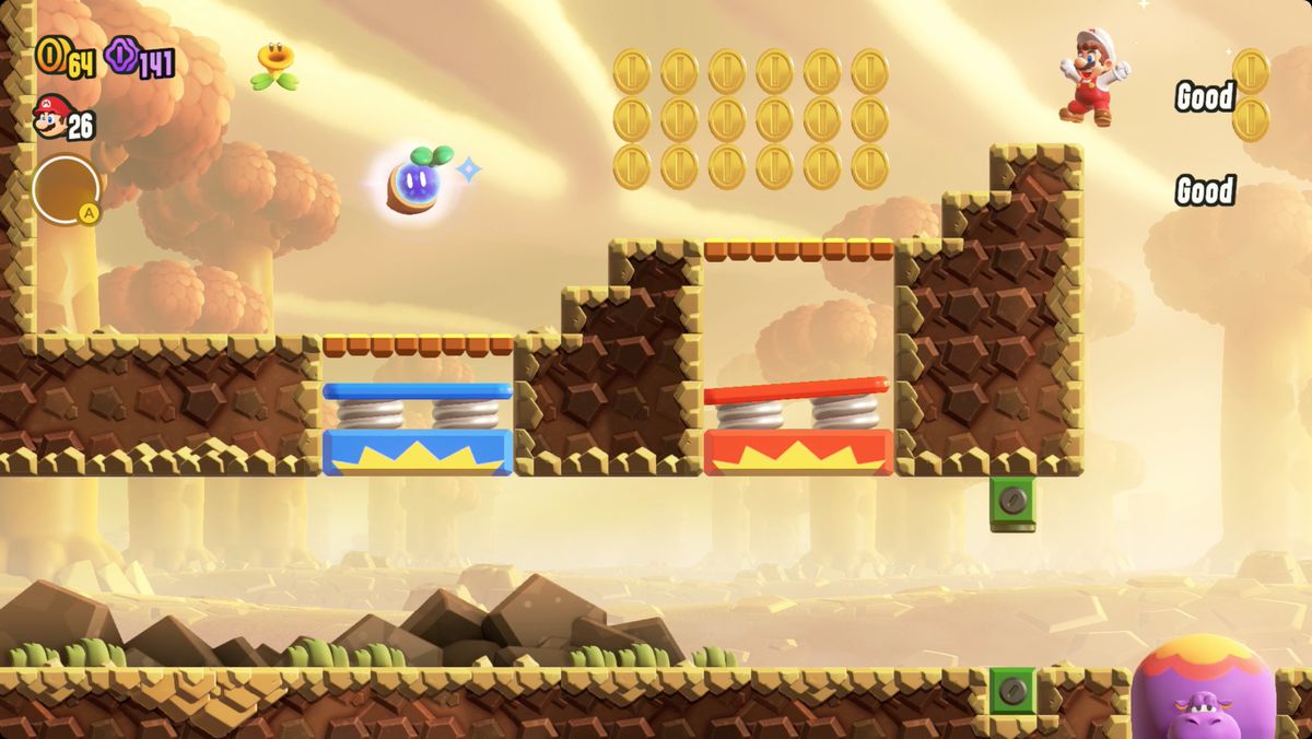 Super Mario Bros. Wonder Break Time!: Pop Up, Hoppo! screenshot showing the location of a Wonder Seed.