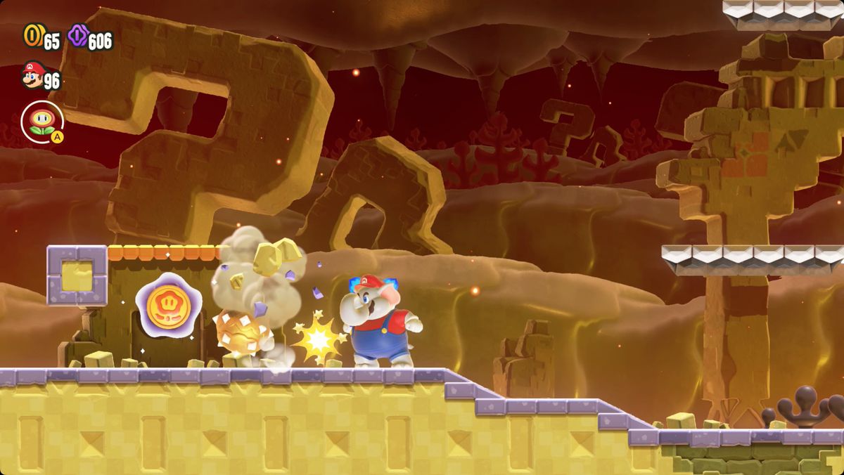 Super Mario Bros. Wonder Search Party: Item Park-skärmdump som visar den andra Wonder Token-platsen.