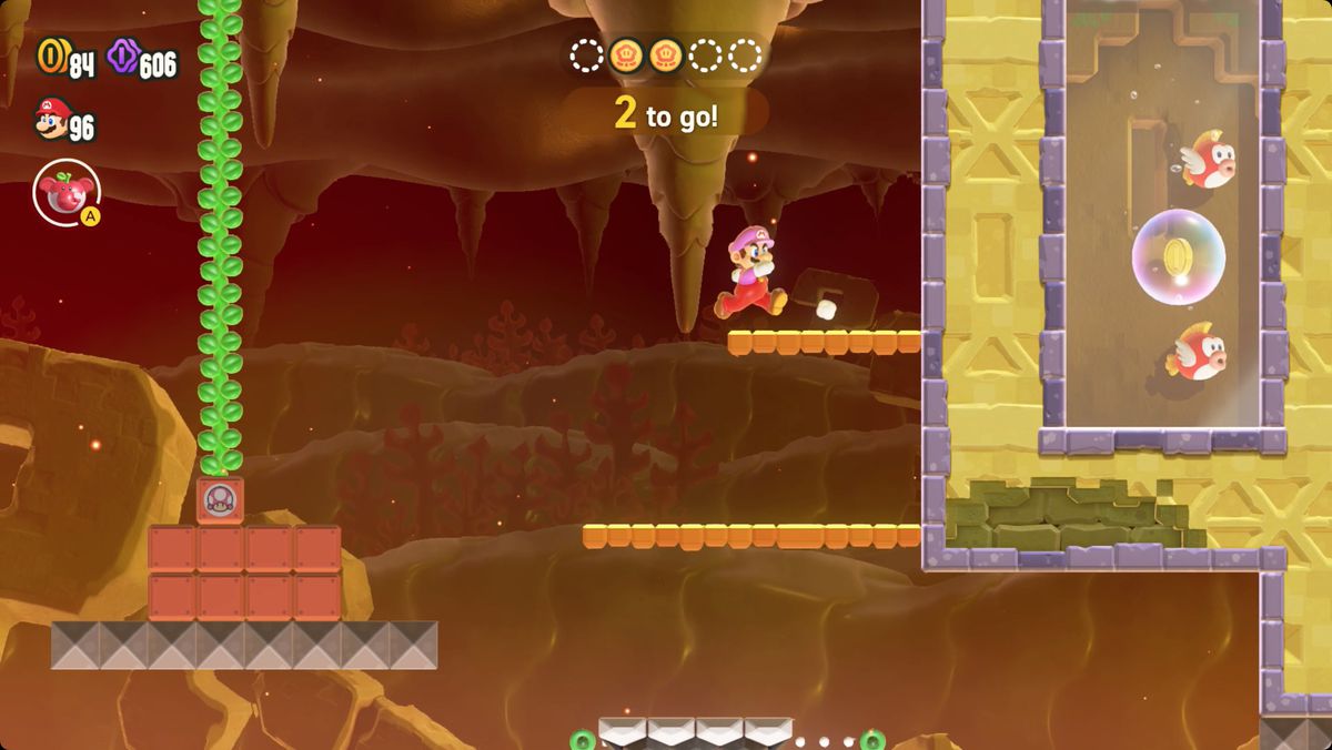 Super Mario Bros. Wonder Search Party: Item Park screenshot showing the fourth Wonder Token location.