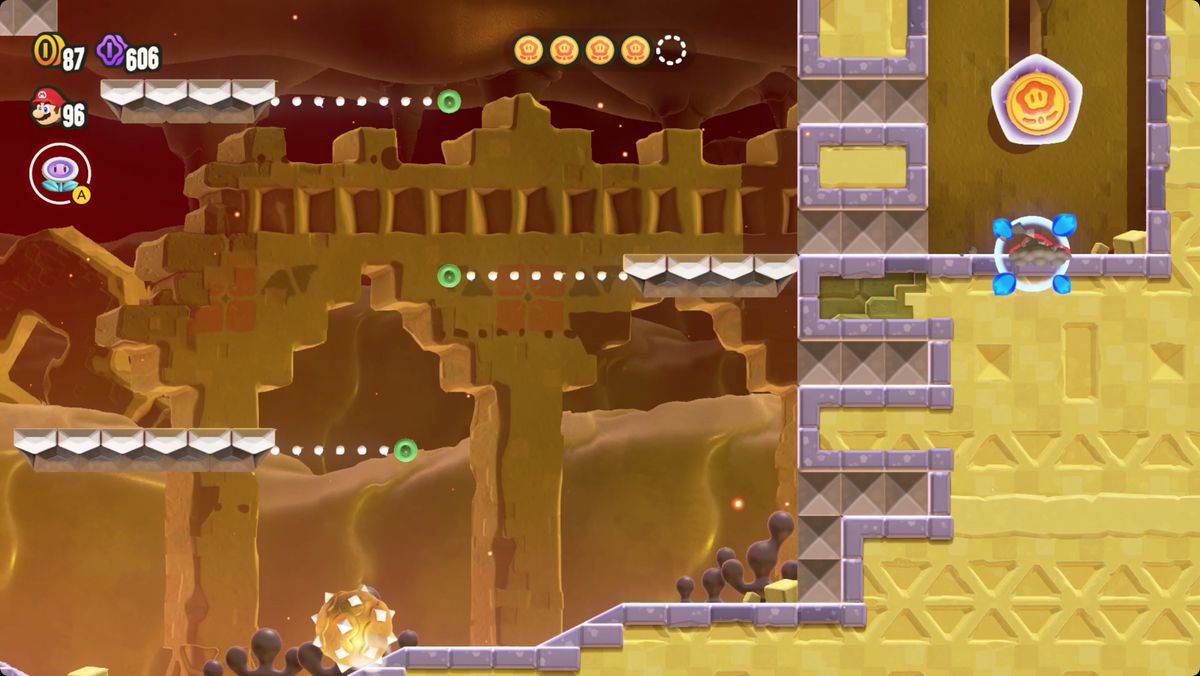 Super Mario Bros. Wonder Search Party: Item Park screenshot showing the fifth Wonder Token location.