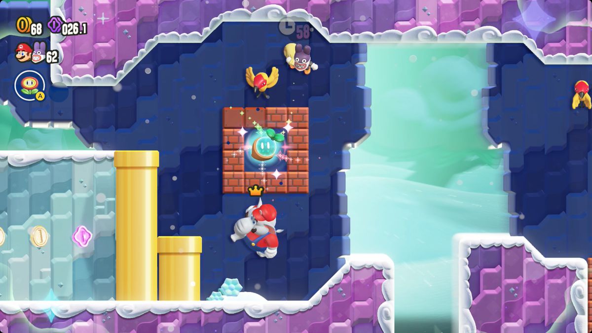 Super Mario Bros. Wonder Condarts Away screenshot showing the location of a Wonder Seed.