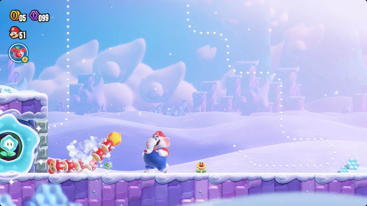 Super Mario Bros. Wonder Pokipede Pass screenshot showing the Wonder Flower location.