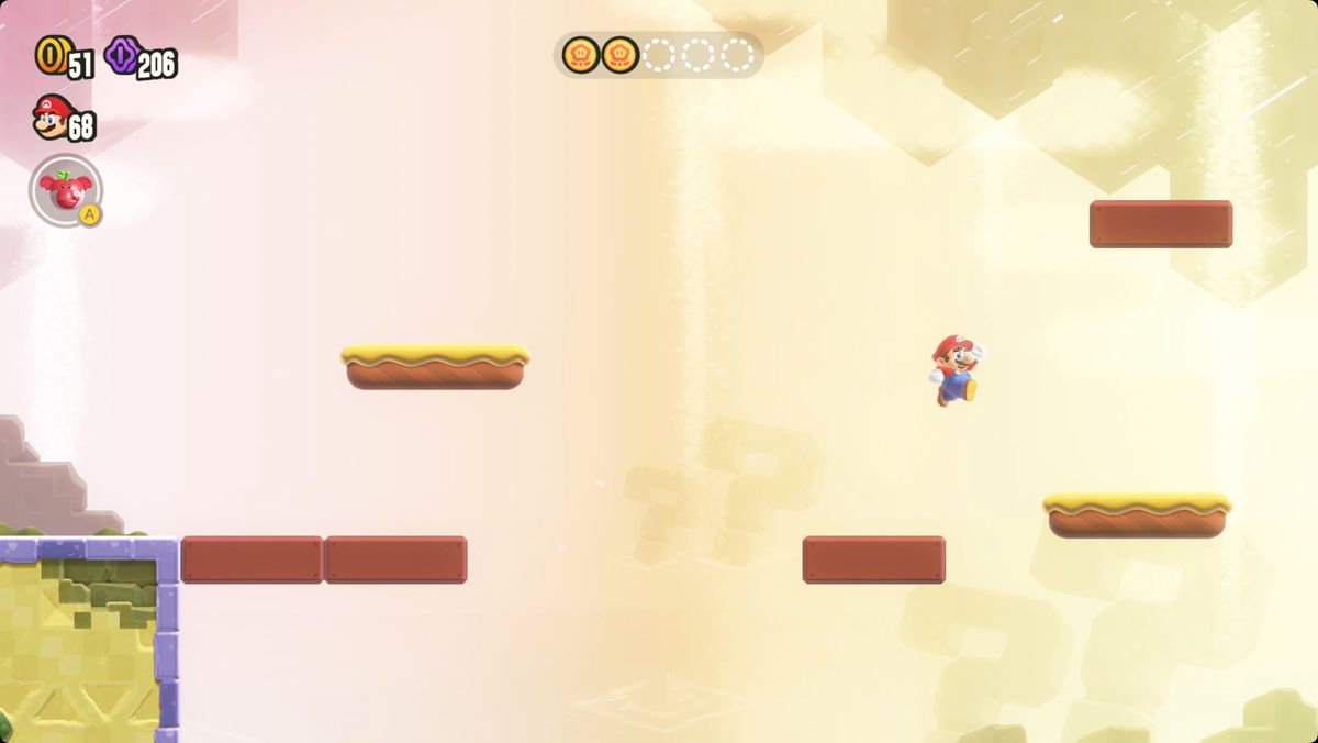 Super Mario Bros. Wonder Search Party: An Empty Park?  skärmdump som visar vägen till den tredje Wonder Token-platsen.