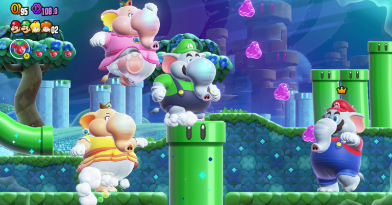Super Mario Bros. Wonders skärmdumpar på slutet av nivån är helt oupphängda