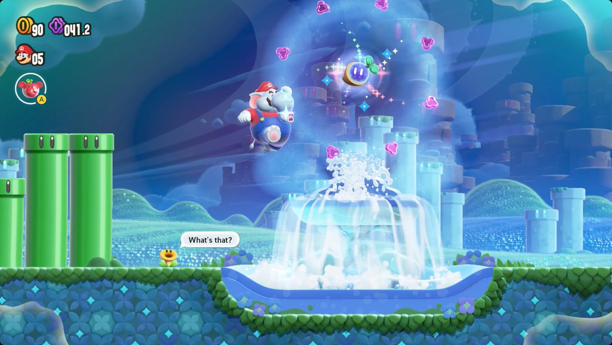 Super Mario Bros. Wonder Welcome to the Flower Kingdom! screenshot showing the location of a Wonder Seed.