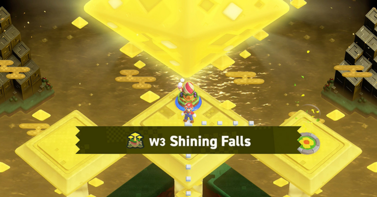 W3 Shining Falls Wonder Seed-platser i Super Mario Bros. Wonder
