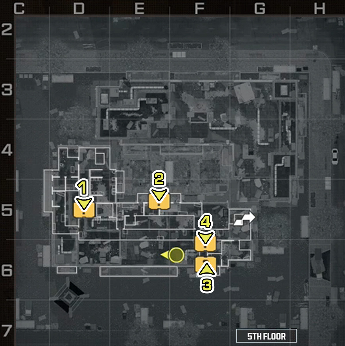 Call of Duty: Modern Warfare 3 5th floor weapons and items map locations.