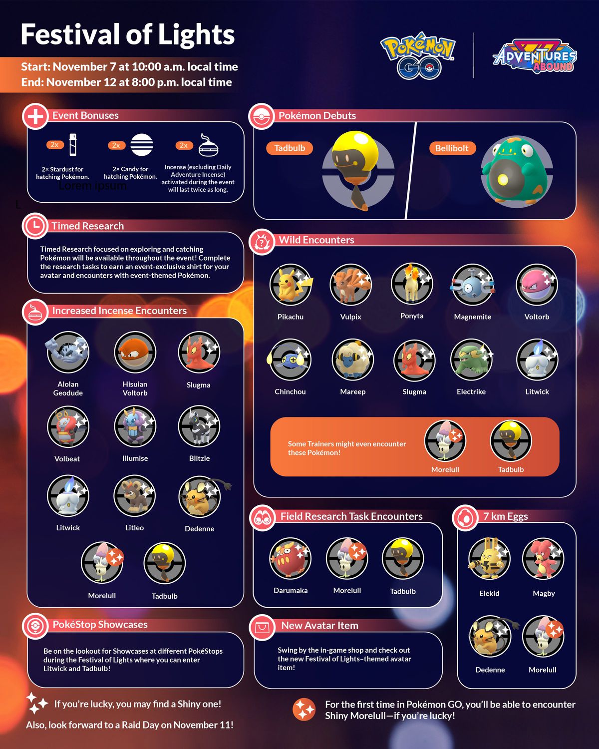 Festival of Lights infografik för Pokémon Go