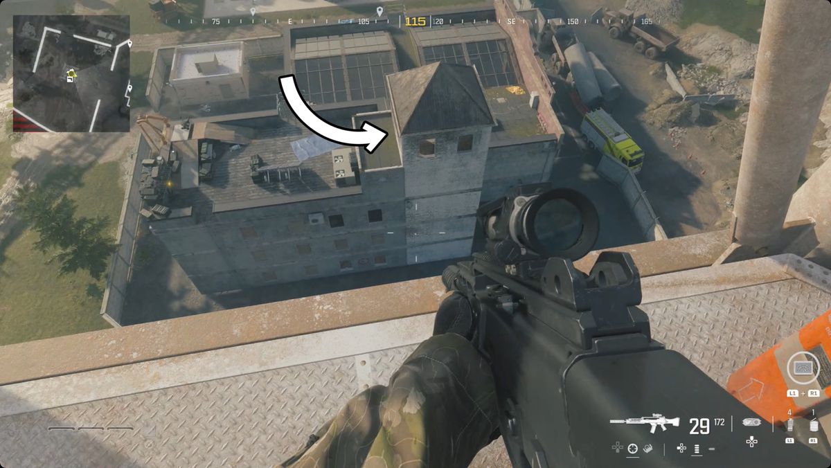 Call of Duty: Modern Warfare 3 skärmdump med Minigun-platsen markerad.