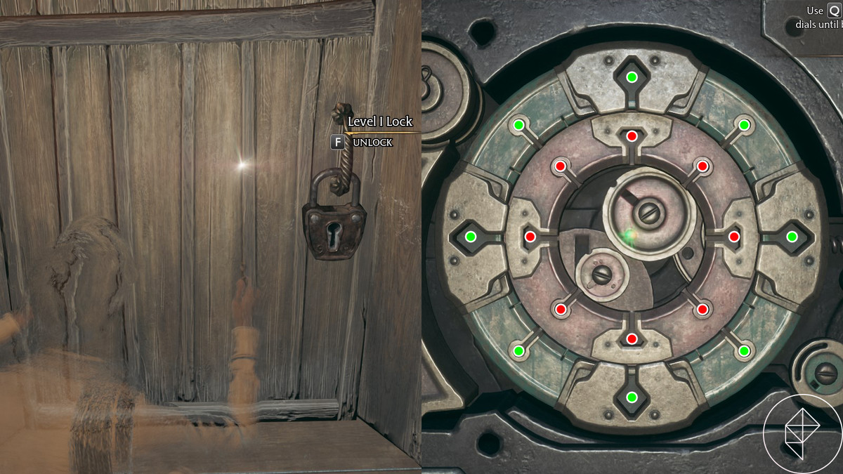 Nivå 1 lås och låsplockningsmekanismen i Hogwarts arv