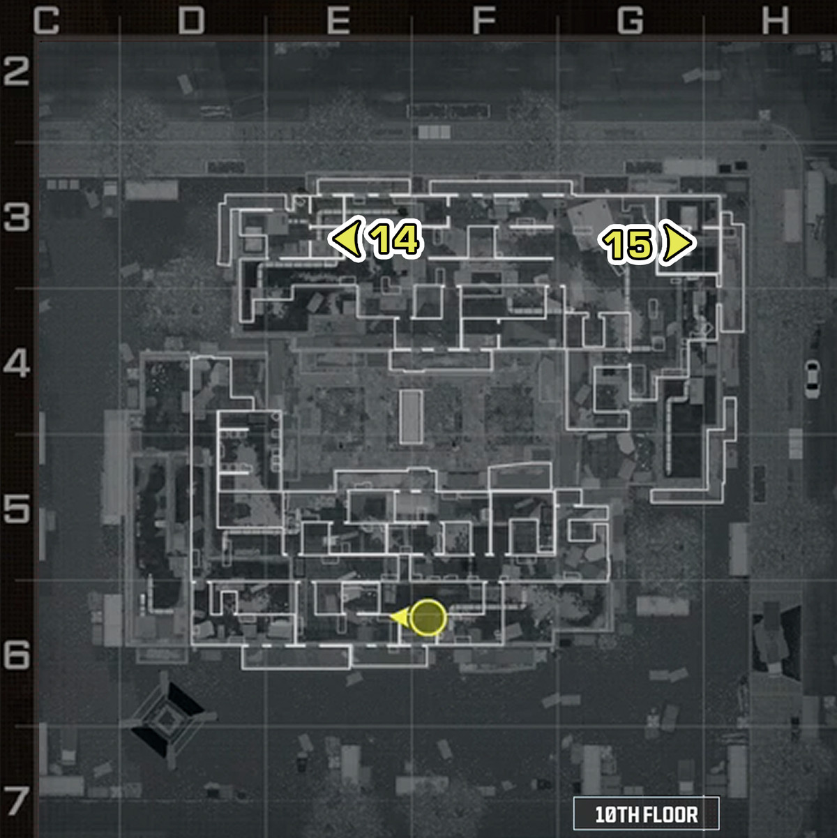 Call of Duty: Modern Warfare 3 11th floor weapons and items map locations.