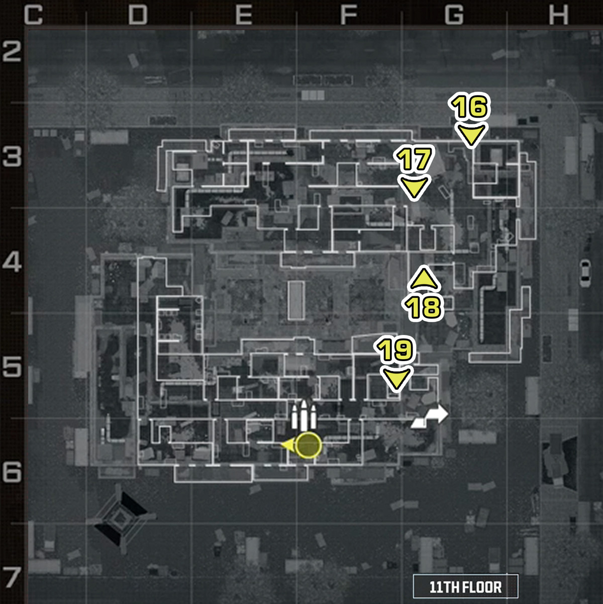 Call of Duty: Modern Warfare 3 top floor weapons and items map locations.