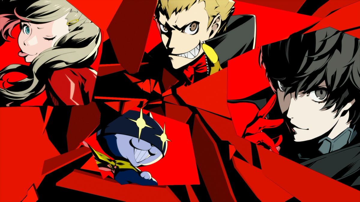 Bilder på Ryuji, Ann, Joker och Morgana i Persona 5