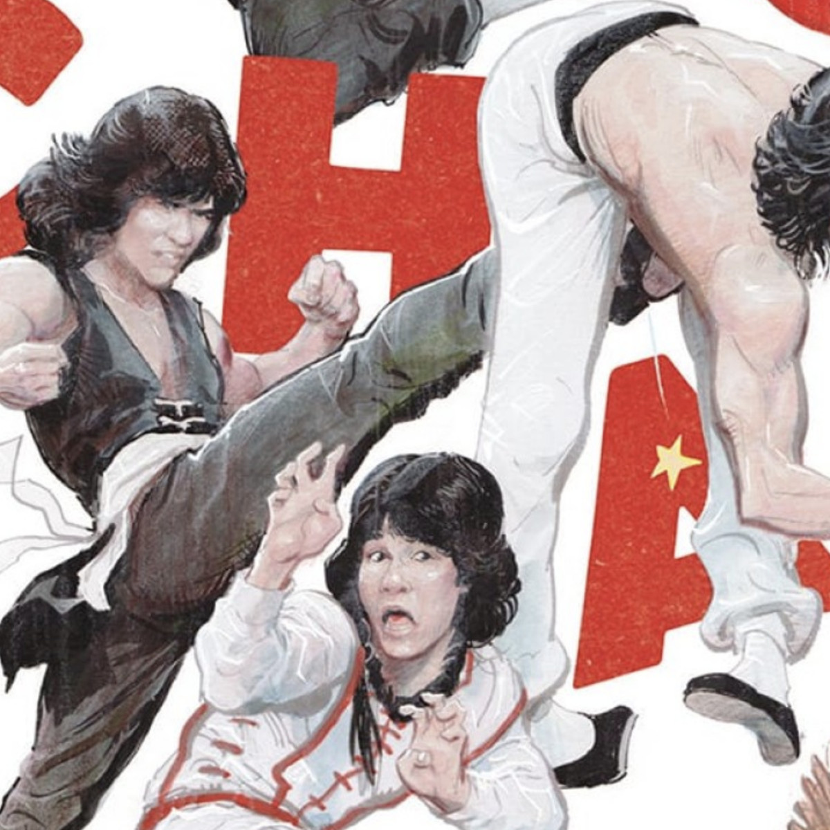 Omslaget till Criterion Collections Jackie Chan-kollektion innehåller flera teckningar av den ikoniska stuntmannen och actionstjärnan