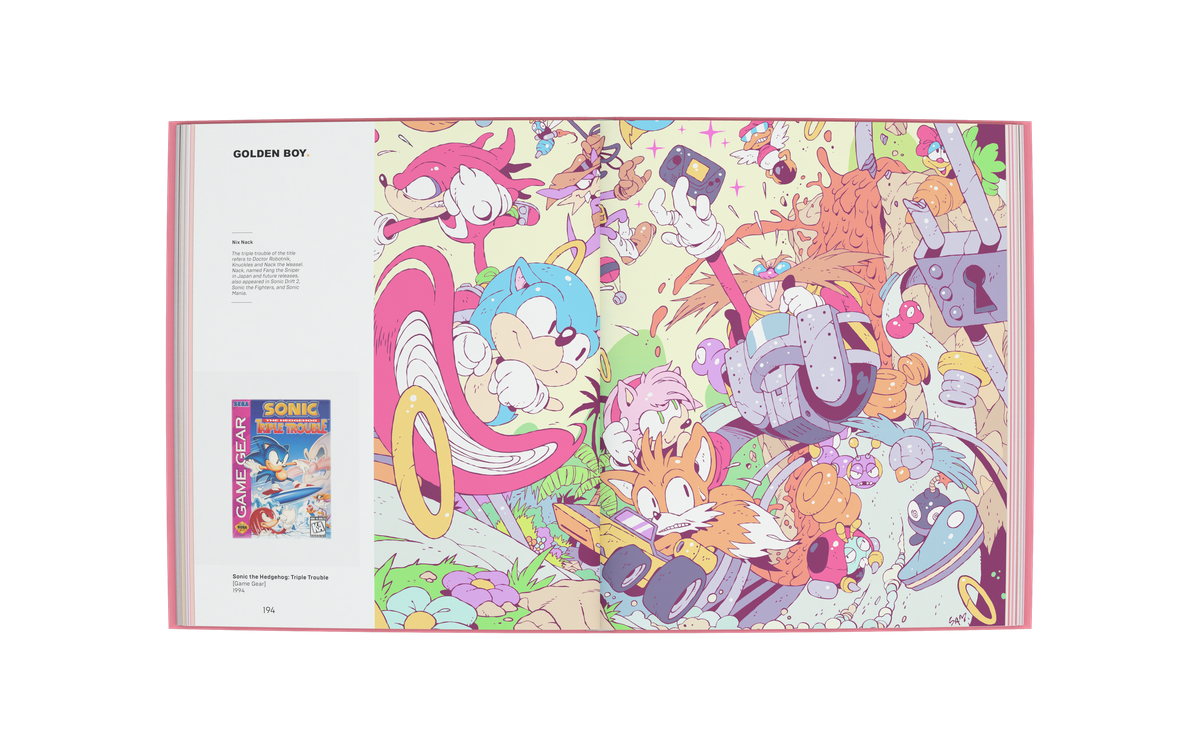 Sonic escapes Dr. Robotnik in beautiful custom art from Lost in Cult’s book A Handheld History.