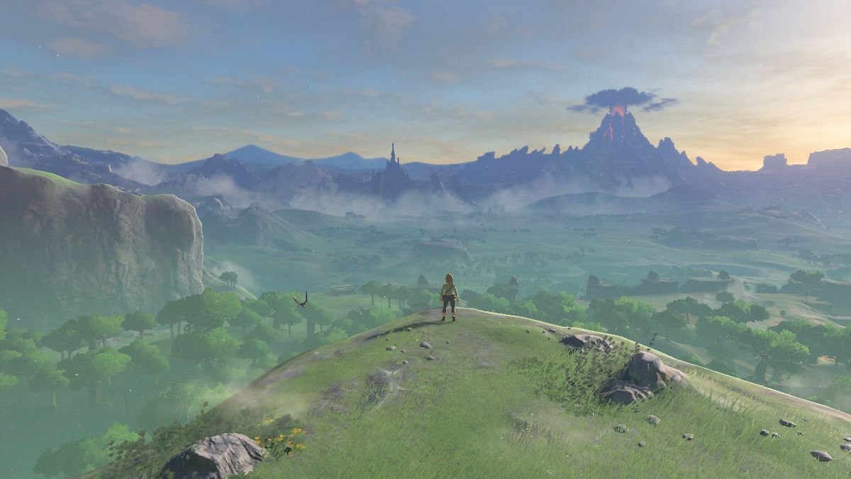 Link tittar ut på Hyrule i The Legend of Zelda: Breath of the Wild