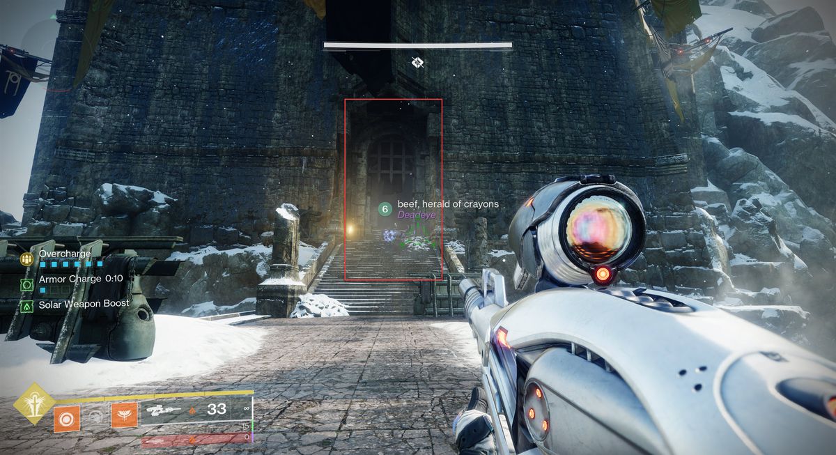 Image of the area of the first secret chest in Warlord’s Ruin in Destiny 2.