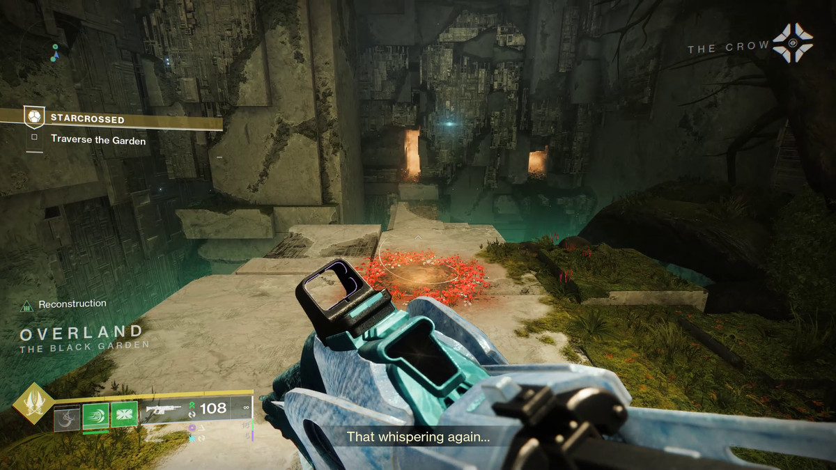 A Guardian använder Dam's Gift för att passera orange dimma i Destiny 2