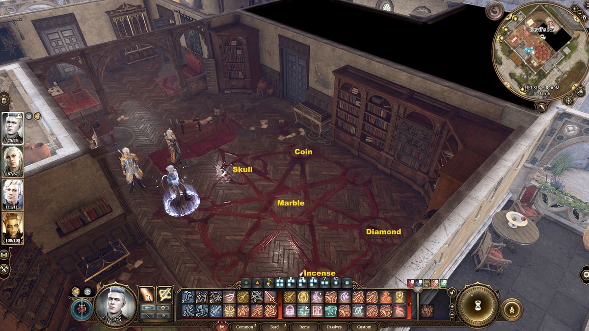 Baldur’s Gate 3 party members stand on a ritual design to get to the House of Hope in BG3.