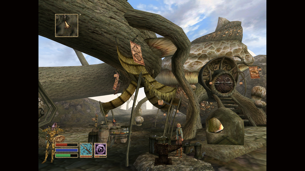 En marknadsplats i The Elder Scrolls 3: Morrowind