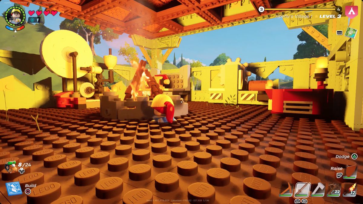 Lego Fortnite-spelare klipper genom golvet i ett hus