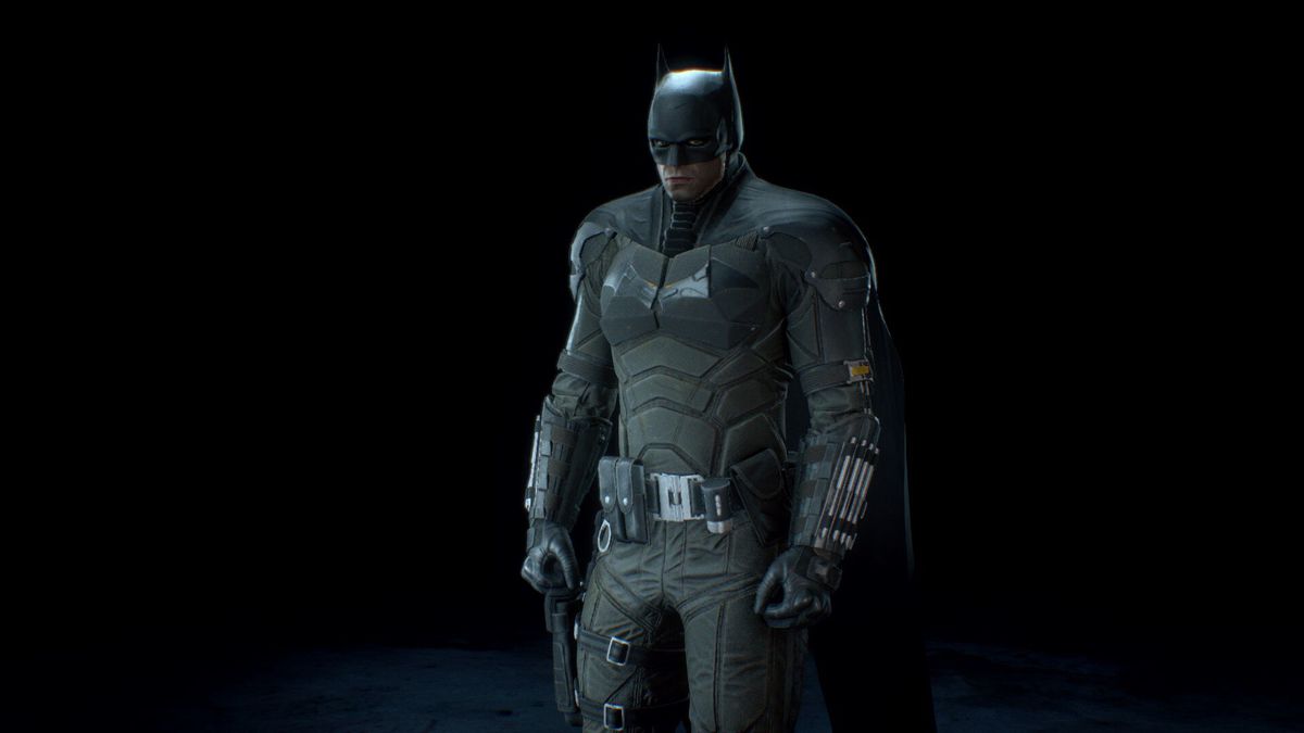 Batman bär det Robert Pattinson-inspirerade The Batman-skinnet i Batman: Arkham Knight