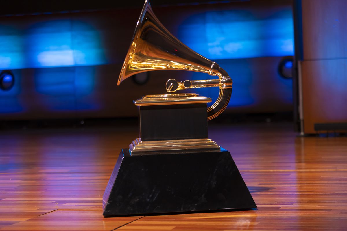 En närbild av en Grammy-trofé
