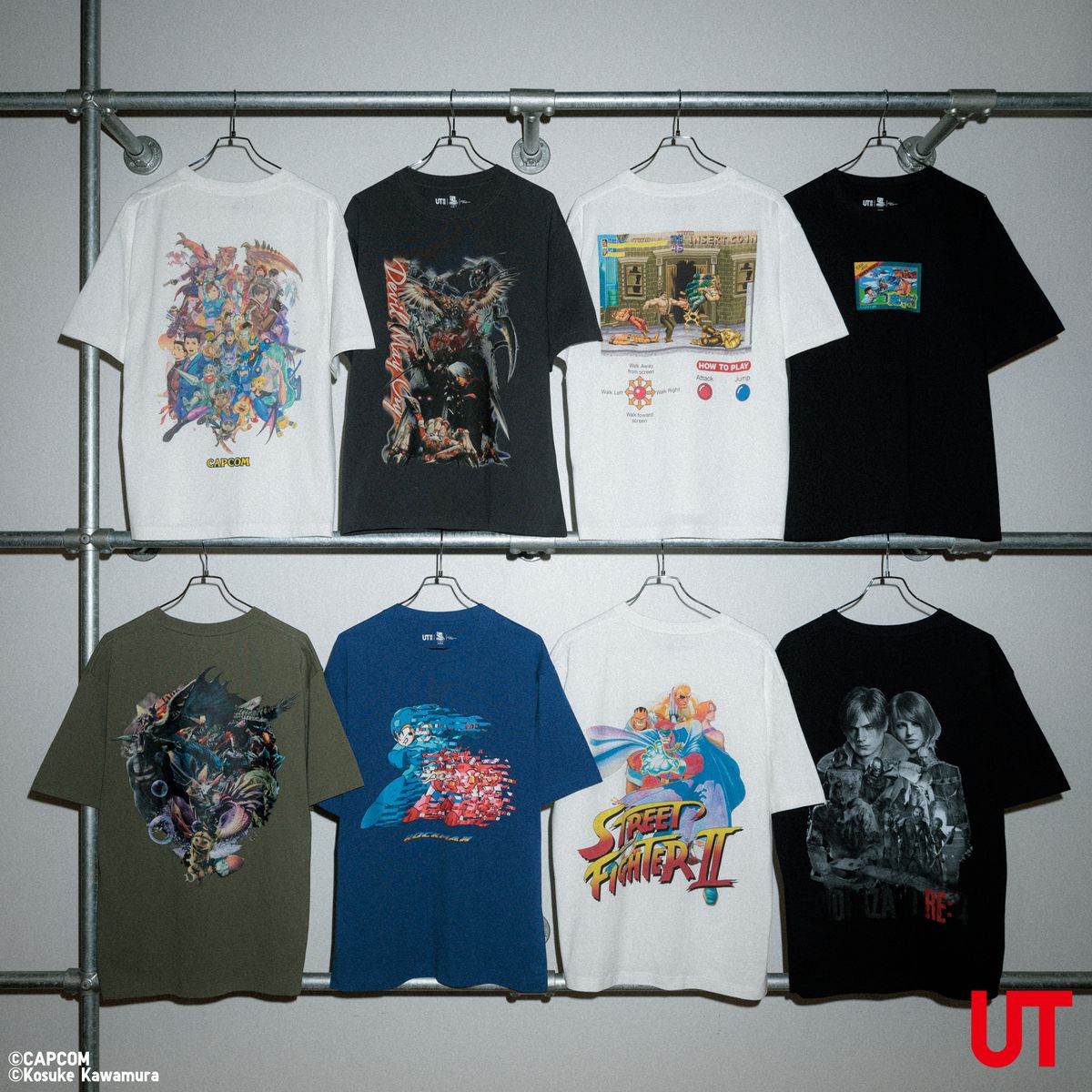 En bild på Uniqlos Capcom 40-årsjubileumssamling av T-shirts