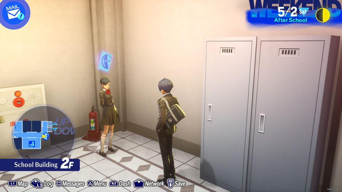 A student talks to Yuko in a locker room about Social Link for the strength arcana in Persona 3 Reload.