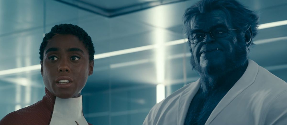 Binary (Teyonah Parris) and Beast from the X-Men stand next to each other in the final scene of The Marvels