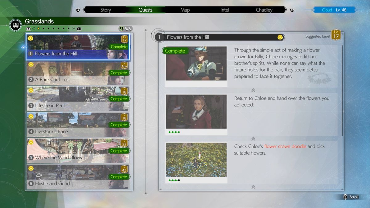 En mängd uppdrag tillgängliga i Grasslands-regionen i Final Fantasy 7 Rebirth