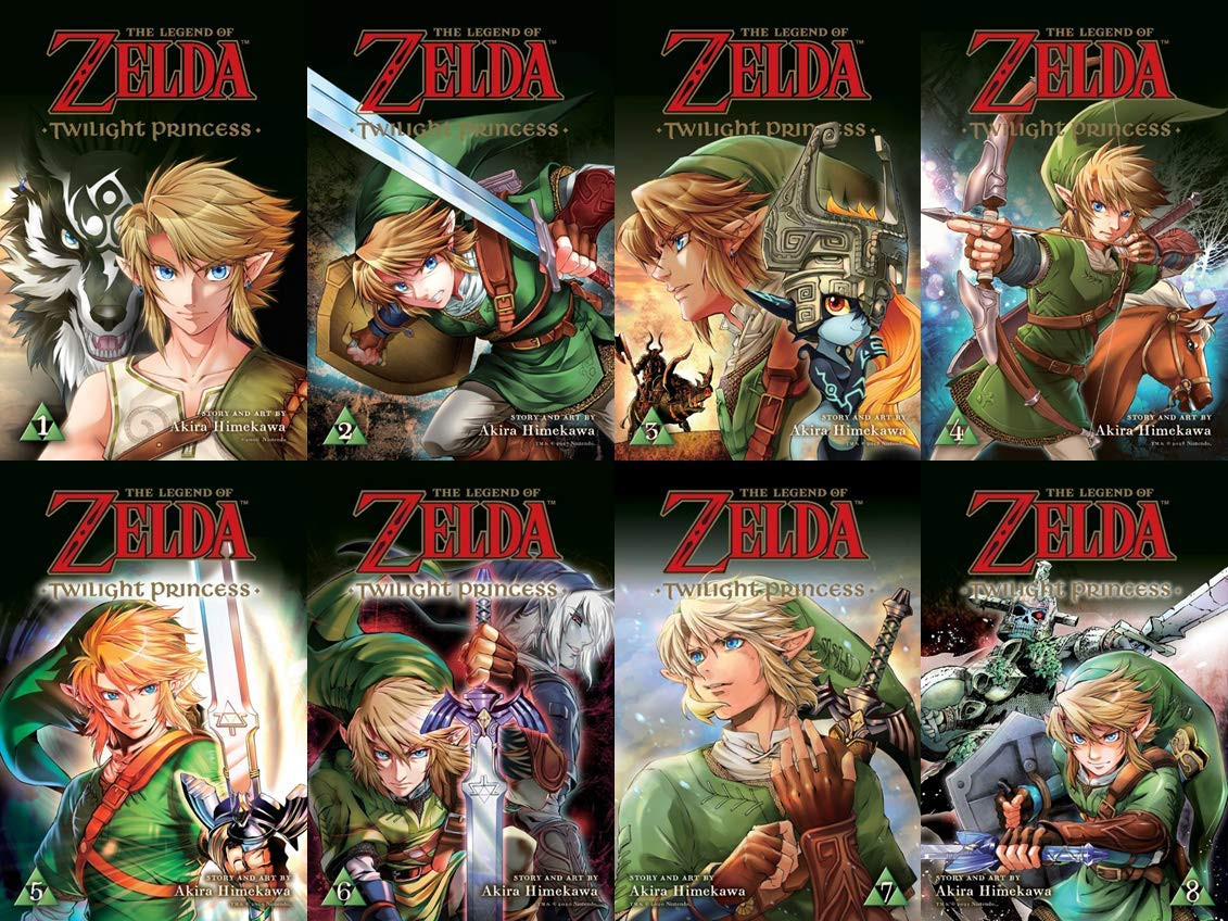 Omslagsbild för de första åtta numren av The Legend of Zelda: Twilight Princess manga