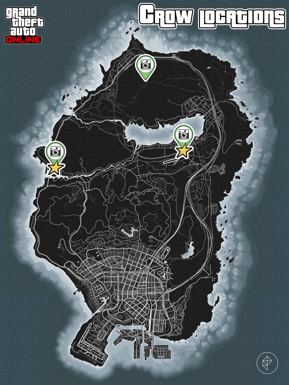 GTA Online-karta som visar kråkplatser