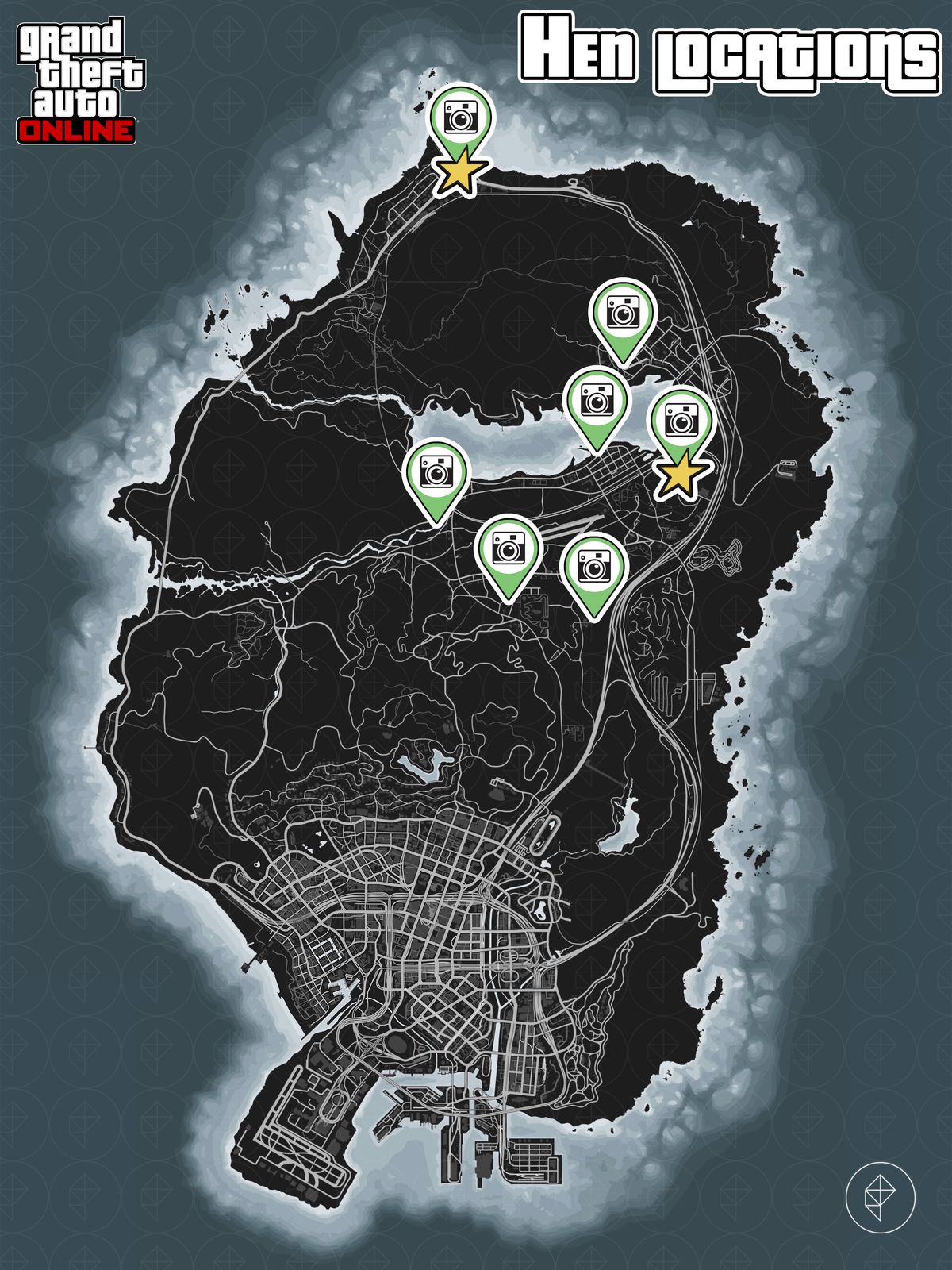 GTA Online-karta som visar hönsplatser