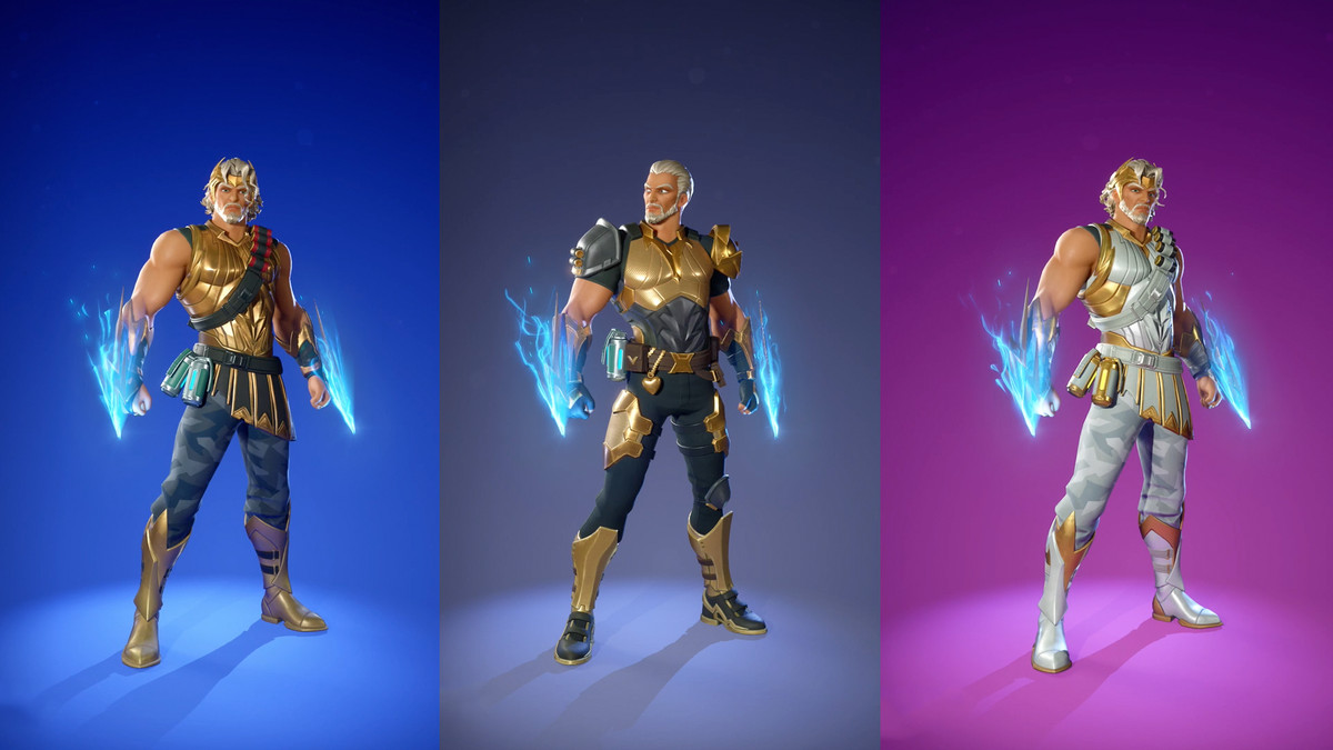 Fortnite Myths & Mortals Zeus, Conqueror Zeus och Immortal Zeus skins