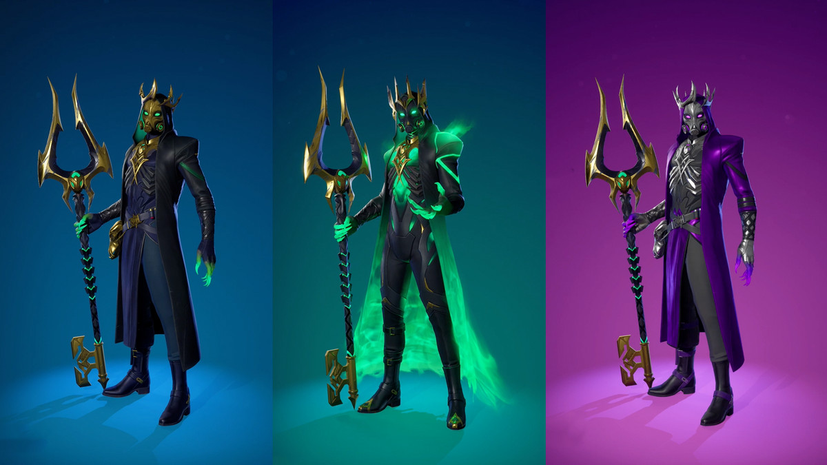 Fortnite Myths & Mortals Hades, Dark Transformation Hades och Lethean Hades skins