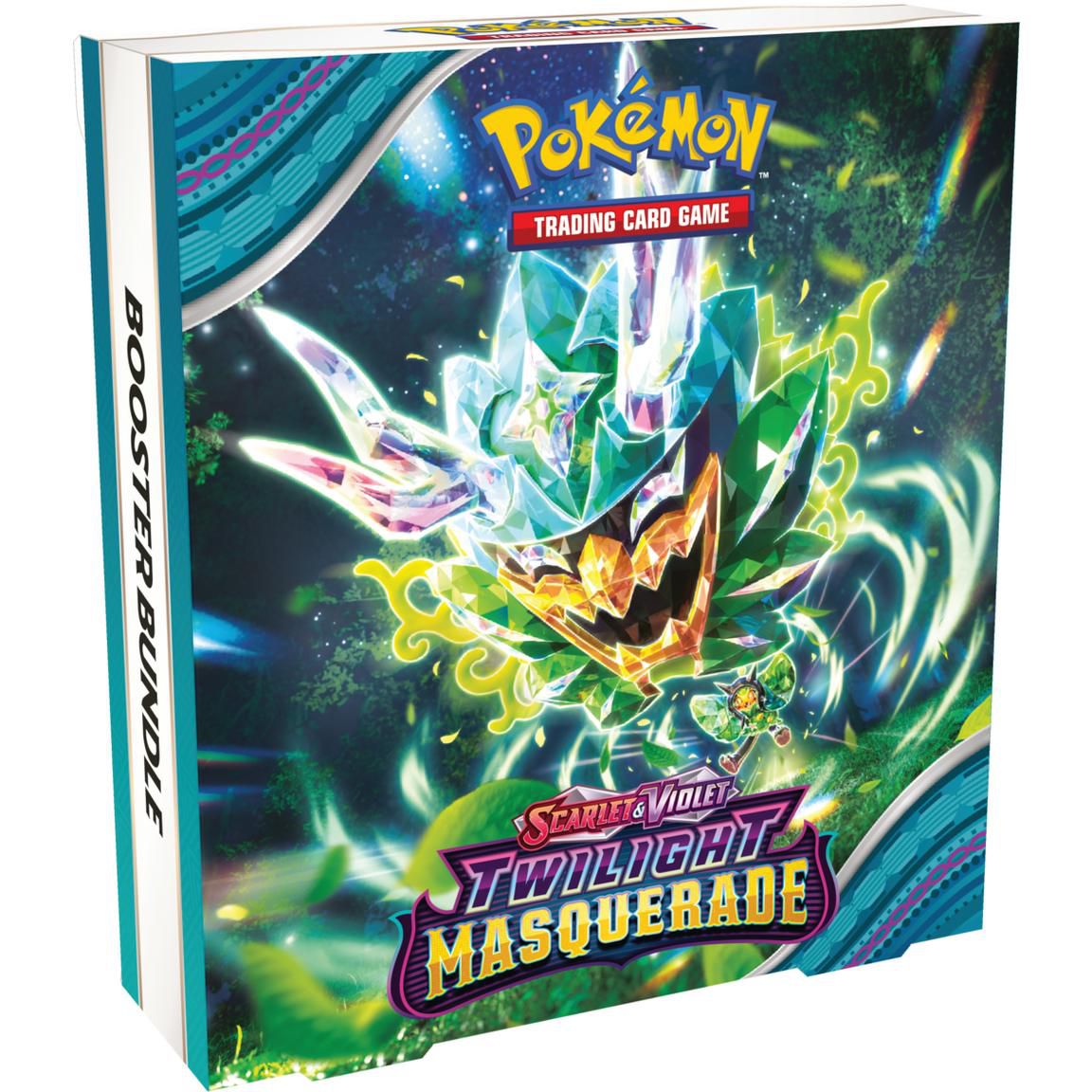 Boosterpaketet med sex paket för Pokémon TCG:s Twilight Masquerade med en Terastilized Ogerpon på omslaget