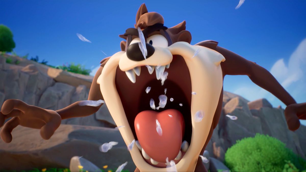 Taz, den tasmanska djävulen, slarvar okontrollerat i en animerad trailer för MultiVersus