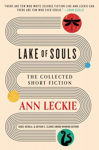 The Lake of Souls book cover shows small colored circles with designs of butterflies, tentacles, and other objects in them.