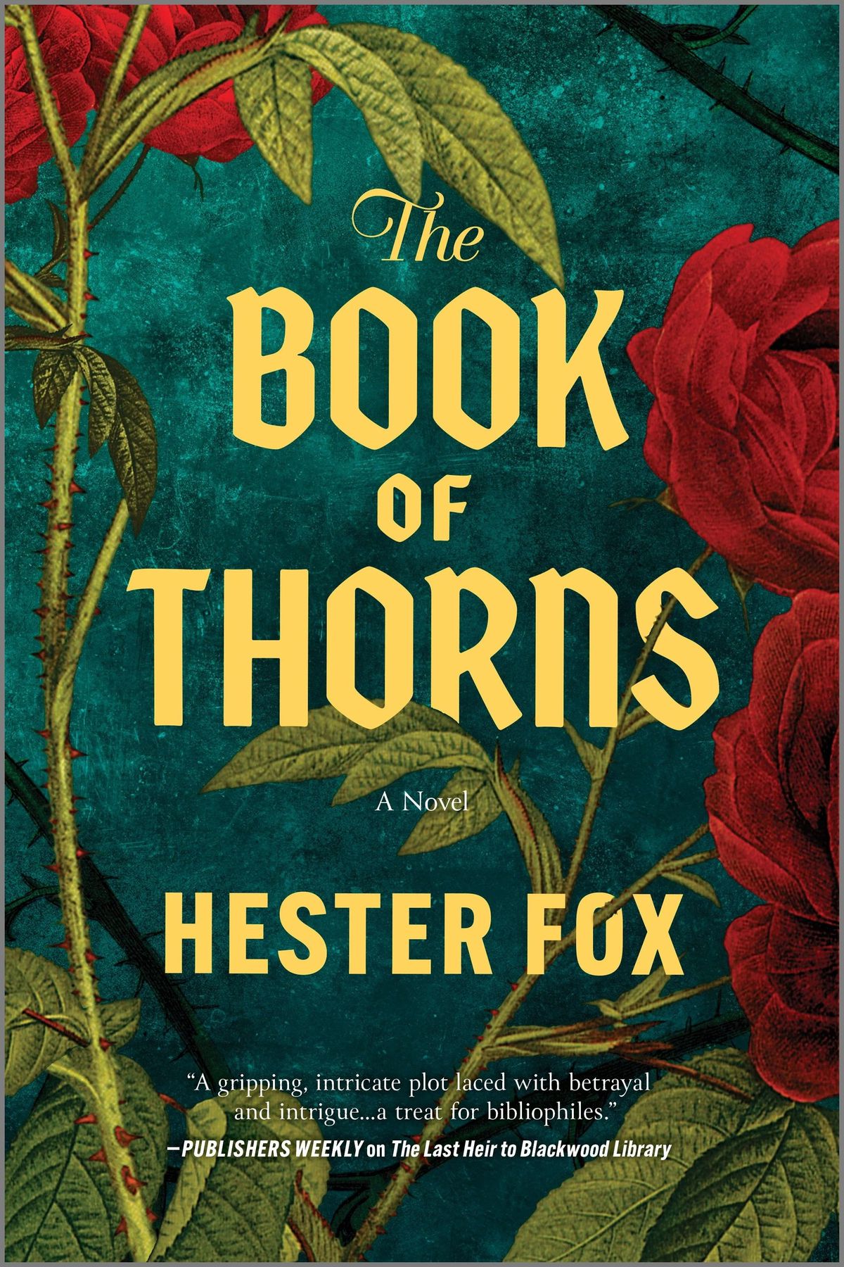 The Book of Thorns cover shows roses with thorns sticking out of their sides.