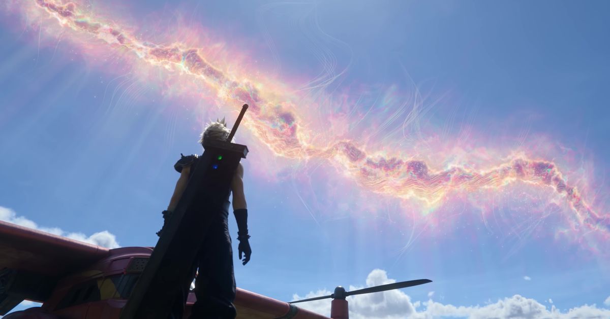 En bild av molnet som tittar upp mot en himmel med en glittrande guldspricka över den. 
