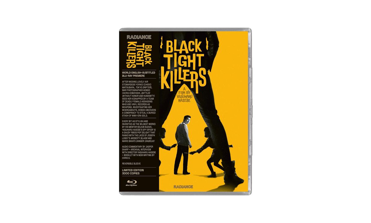 Omslaget till Black Tighter Killer visar en man omgiven av skuggiga figurer med knivar