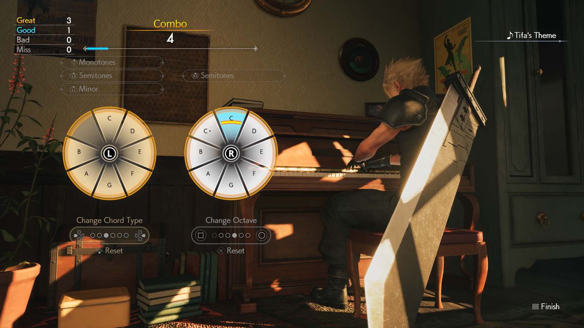 Cloud spelar piano i Final Fantasy 7 Rebirth