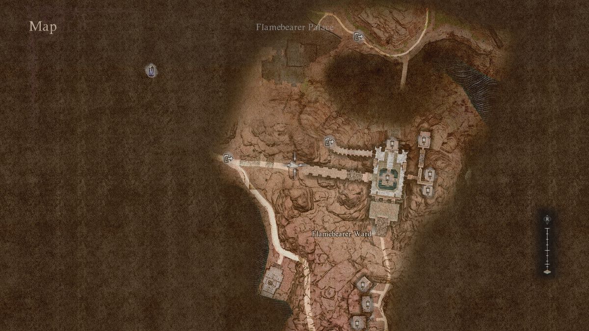 En karta som visar Flamebearer Palace i Dragon's Dogma 2