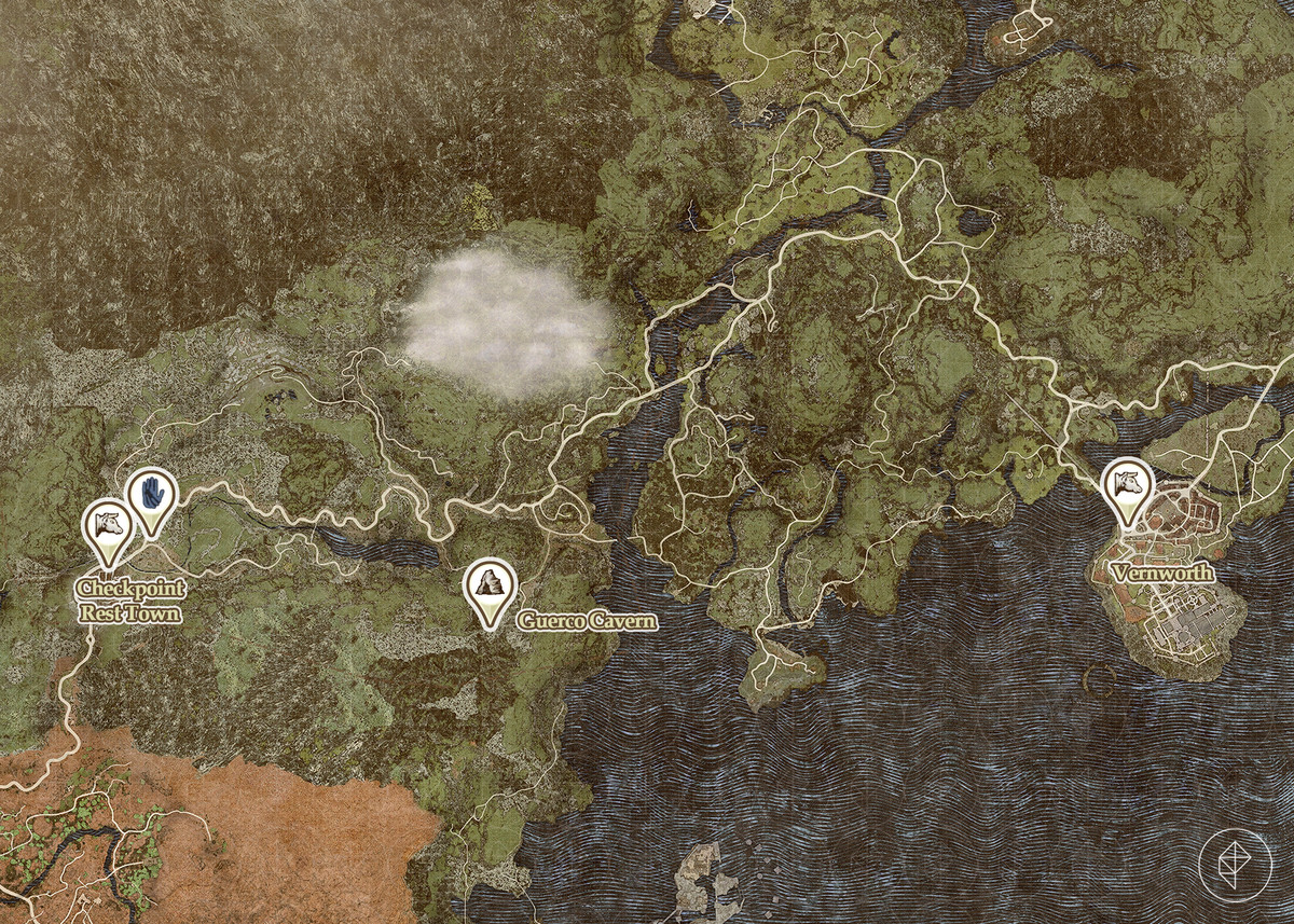 Dragon's Dogma 2-karta över viktiga platser för Tension on the High Road